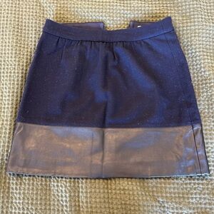 J. Crew navy and black vegan leather Mini Skirt